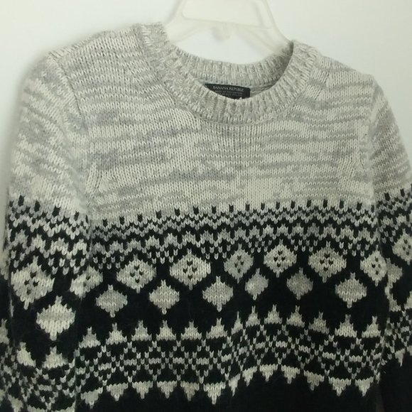 Banana Republic Women's Merino Wool Faire Isle Sweater Nordic Pattern Alpaca MED - Picture 3 of 6